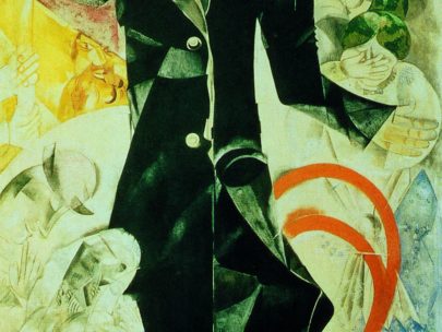 XII. Drama (Židovské divadlo), 1920, tempera a kvaš,
212,5 × 107 cm, Treťjakovská galerie, Moskva. Repro:
Marc Chagall (2008), s. 109.