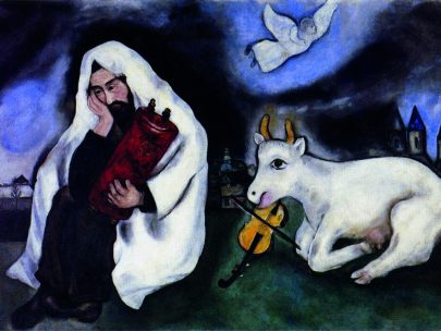 XVI. Odloučení, 1933/1934, olej na plátně, 96 × 158 cm, Muzeum umění v Tel Avivu, Izrael. Repro: Marc Chagall (2008), s. 136.