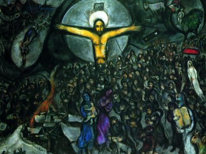 XVII. Exodus, 1952–1966, olej na plátně, 130 × 162 cm, soukromá sbírka. Repro: Marc Chagall (1994), s. 83.