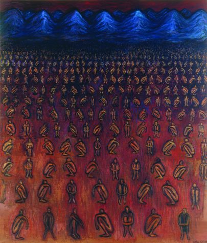 Vzpomínka na Indii, 2001, olej na plátně, 150 × 130 cm.