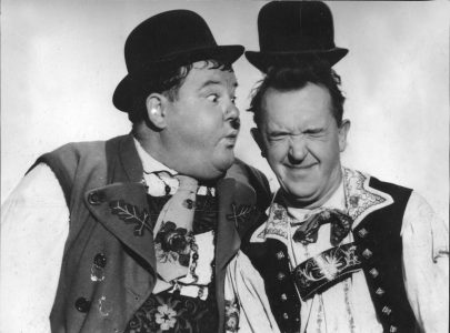 Laurel a Hardy v komedii Swiss Miss.