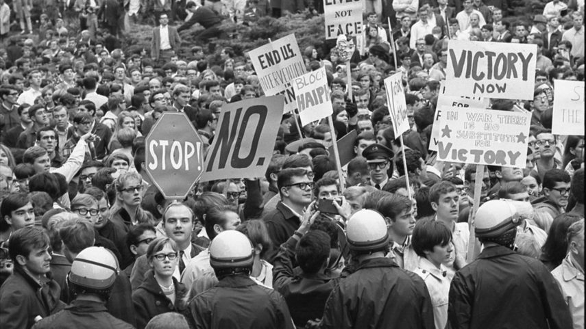 Studentské protesty proti válce ve Vietnamu, Indiana University, 1967.