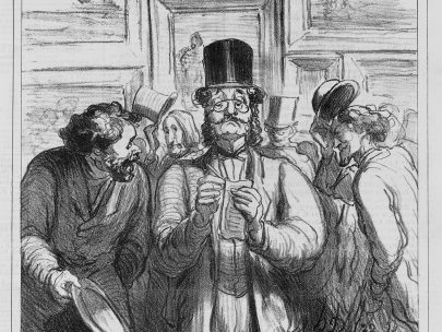 Honoré Daumier: Promenáda vlivného kritika, 1865, litografie, 332 × 298 mm, The National Gallery of Art, Washington, zdroj: www.commons.wikimedia.org (Obr. 2)