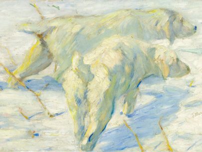 Franz Marc: Sibiřští ovčáci na sněhu, 1909–1910, olej na plátně, 80,5 × 114 cm, National Gallery of Art. Repro: Franz Marc: The Retrospective, s. 116. (Obr. 10)