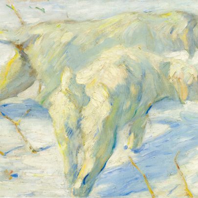 Franz Marc: Sibiřští ovčáci na sněhu, 1909–1910, olej na plátně, 80,5 × 114 cm, National Gallery of Art. Repro: Franz Marc: The Retrospective, s. 116. (Obr. 10)