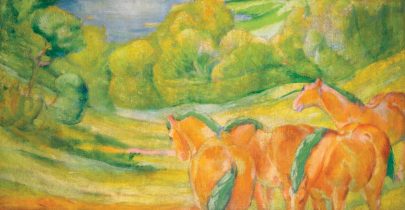 Franz Marc: Velká krajina, 1909, olej na plátně, 110,5 × 211,5 cm, 
soukromá sbírka. Repro: Franz Marc: The Retrospective, s. 123. (Obr. 11)
