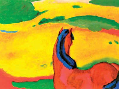 Franz Marc: Kůň v krajině, 1910, olej na plátně, 85 × 112 cm, Museum Folkwang, Essen. Repro: Franz Marc: The Retrospective, s. 125.
 (Obr. 12)