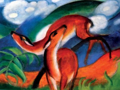 Franz Marc: Červení srnci II, 1912, olej na plátně, 80 × 100 cm, Neue Pinakothek, Mnichov. Repro: commons.wikimedia.org
 (Obr. 13)