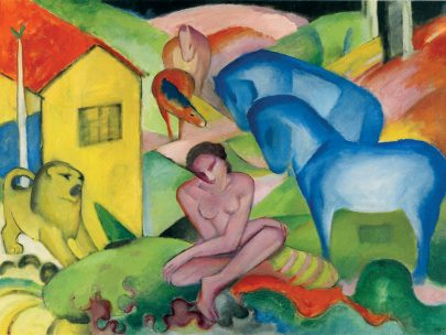 Franz Marc: Sen, 1912, olej na plátně, 100,5 × 135 cm, Museo Nacional Thyssen-Bornemisza, Madrid. Repro: Franz Marc: The Retrospective, s. 145. (Obr. 20)