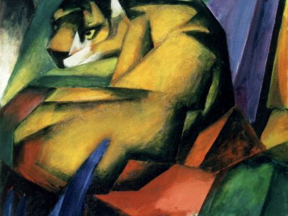 Franz Marc: Tygr, 1912, olej na plátně, 115 × 101,5 cm, Städtische Galerie im Lenbachhaus, Mnichov. Repro: Franz Marc: The Retrospective, s. 143.
 (Obr. 21)