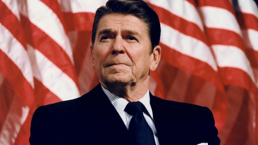 Ronald Reagan při projevu v Minnesotě, 1982. Foto: Wikimedia Commons