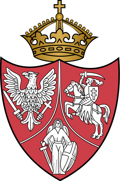 Povstalecký erb zahrnoval symboly Polska (orlice), Litvy (Pahoňa) a Rusi/Ukrajiny (archanděl Michael)