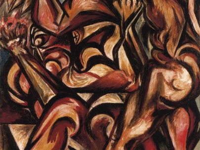 Jackson Pollock: Bez názvu (Nahý muž s nožem), 1938–1940, olej na plátně, 127 × 91,5 cm, Tate, Londýn (Obr. 10)