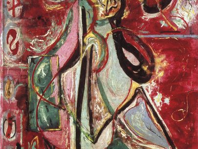 Jackson Pollock: Měsíční žena, 1942, olej na plátně, 175 × 109 cm, Peggy Guggenheim Foundation, Benátky (Obr. 12)