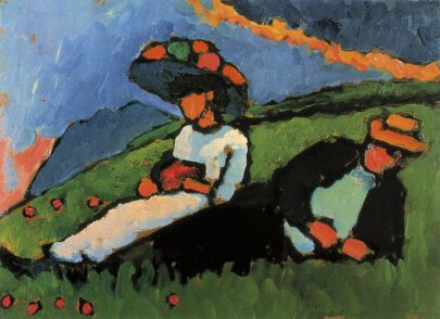 Jawlensky a Werefkina, 1908/09, olej na desce, 32,7 × 44,5 cm. Lenbachhaus, Mnichov. Repro: Wassily Kandinsky, Taschen, 1994 (Obr. 6)