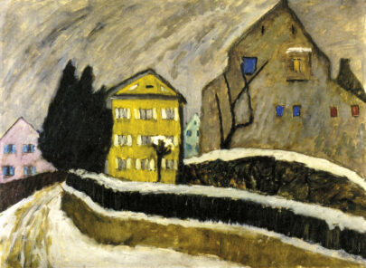 Žlutý dům, 1911, olej na plátně, 70 × 95 cm. Schloßmuseum Murnau (Obr. 10)