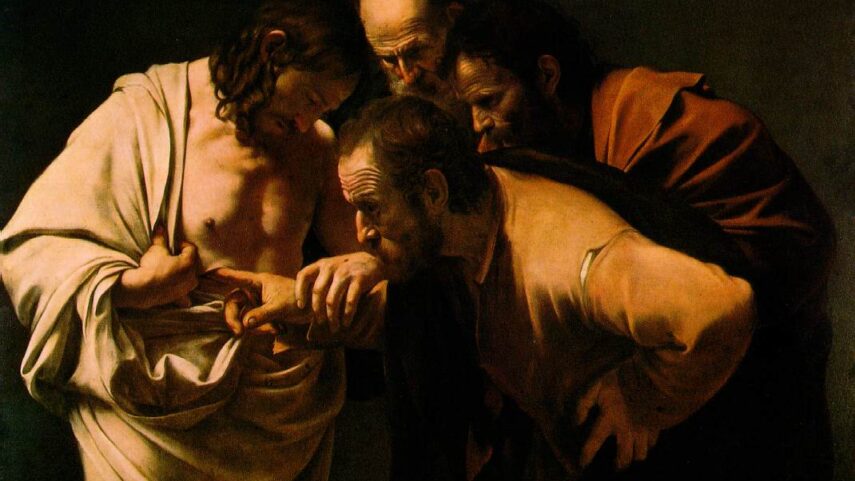 Caravaggio: Nevěřící Tomáš, olej na plátně 1601. Repro: commons.wikimedia.org