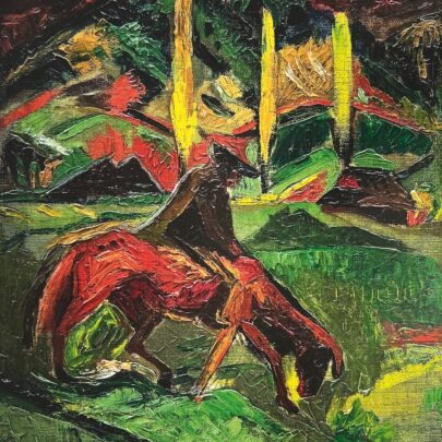 Arnold Peter Weis-Kubínčan: Oravský jazdec, kolem 1939, olej, lepenka, 36 x 30 cm, soukromá sbírka ((obr. 1))