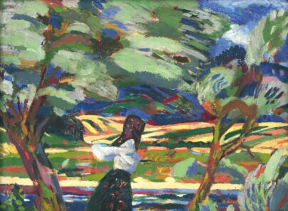 Arnold Peter Weisz-Kubínčan: Do poľa, kolem 1930, olej na plátně, 28 × 38 cm. Oravská galerie v Dolnom Kubíne ((obr. 11))