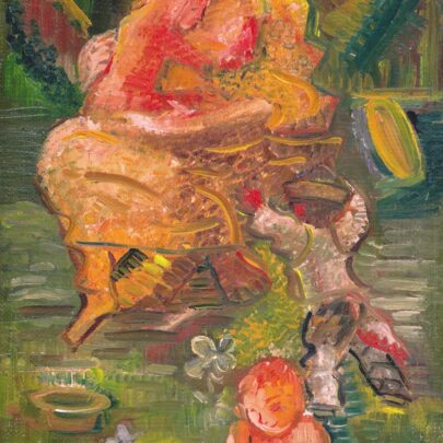 Arnold Peter Weisz-Kubínčan: Matka s deťmi, 1935–1940, olej na lepence, 43 × 28 cm. Slovenská národní galerie, Bratislava ((obr. 14))