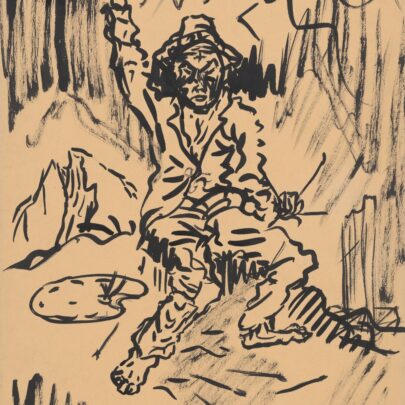 Arnold Peter Weisz-Kubínčan: Autoportrét, 1940–1944, tuš na papíře, 34,5 × 25 cm. Slovenská národní galerie, Bratislava ((obr. 16))