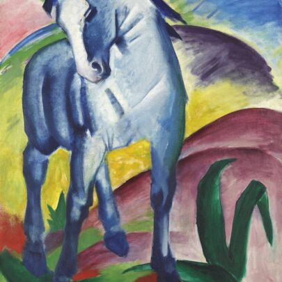 Franz Marc: Modrý kůň I, 1911, olej na plátně, 112,5 × 84,5 cm. Lenbachhaus, Mnichov ((obr. 19))