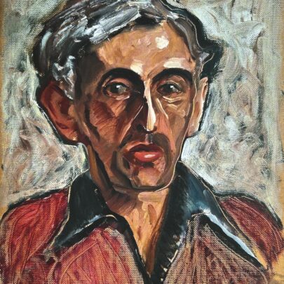 Miloš A. Bazovský: Portrét Arnolda Petera Weisz-Kubínčana, 1935–1940, olej, lepenka, 47 x 35 cm. Slovenská národní knihovna – Literární muzeum Martin ((obr. 2))